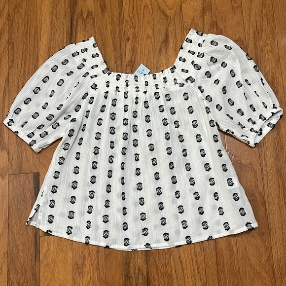 Loft Women’s Size Small Petite NWT Blouse Top White & Black 3D Embellishment - Picture 2 of 10